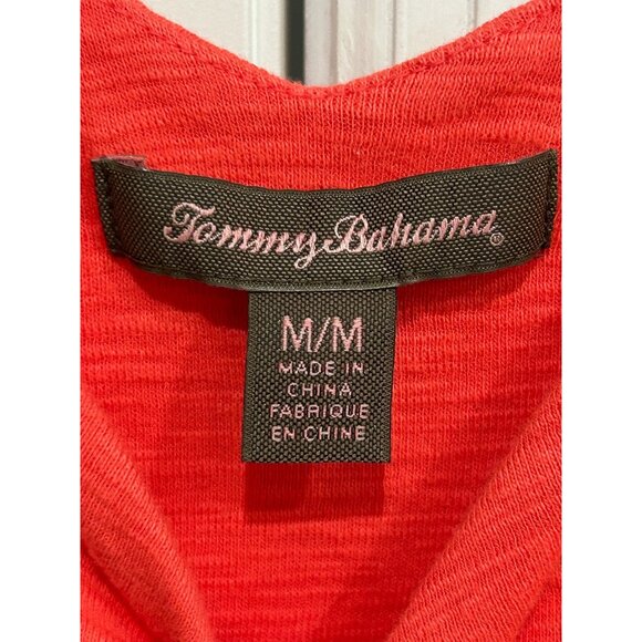 Tommy Bahama Red Cotton Sleeveless Dress Size M Knot Front Casual Sundress - Picture 5 of 9